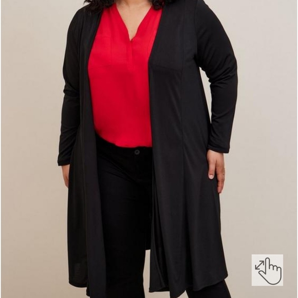 NWOT Torrid 1X Black Crepe Duster - Picture 3 of 9